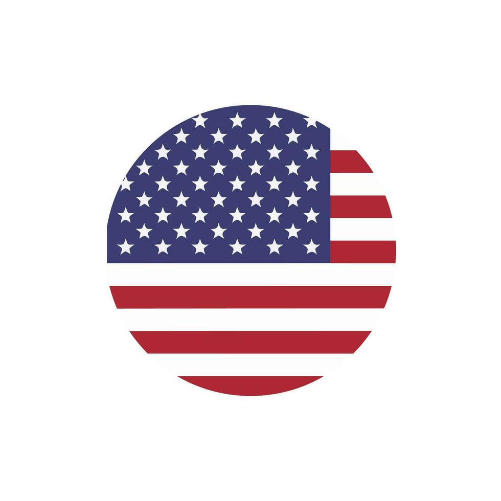 aislado redondo forma americano bandera vector logo. nosotros nacional símbolo en el blanco antecedentes logotipo