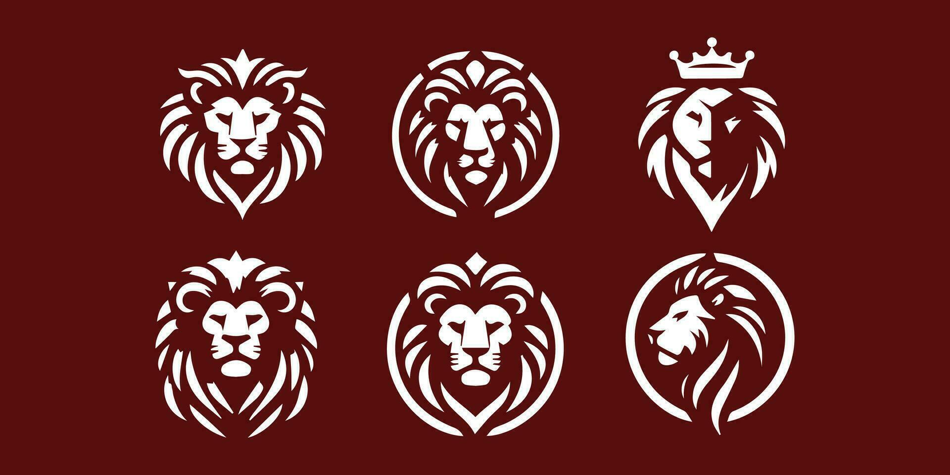 Lion Logo Set. Premium Design Collection. Vector Illustration