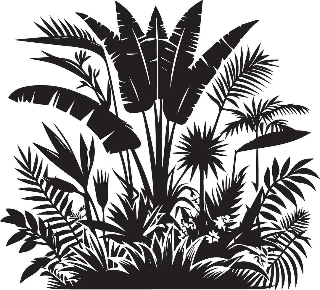 Jungle Plant vector silhouette black color 7