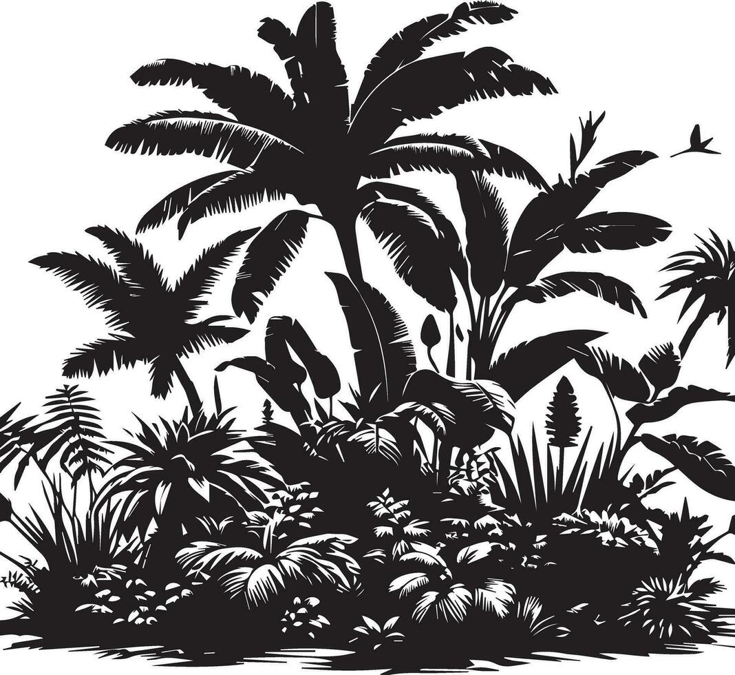 Jungle Plant vector silhouette black color 8