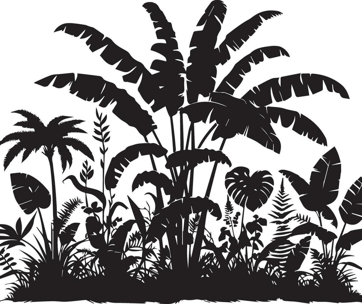 Jungle Plant vector silhouette black color 15