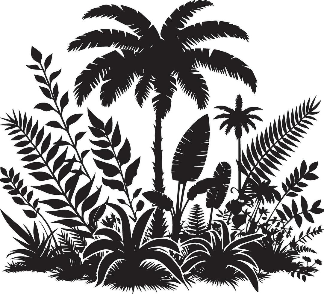 Jungle Plant vector silhouette black color 4