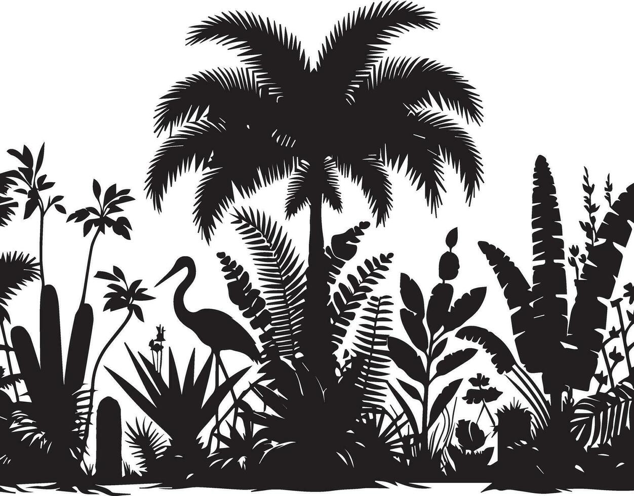 Jungle Plant vector silhouette black color 21
