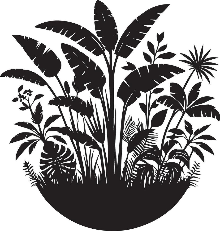 Jungle Plant vector silhouette black color 3