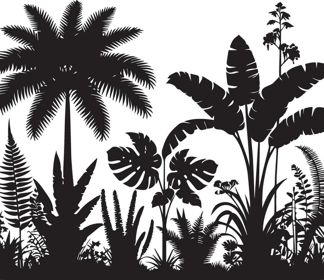 Jungle Plant vector silhouette black color 13