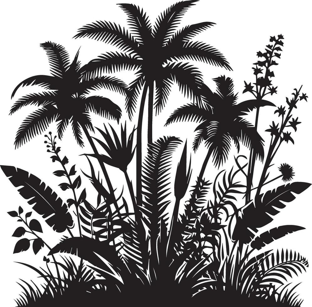 selva planta vector silueta negro color 6 6