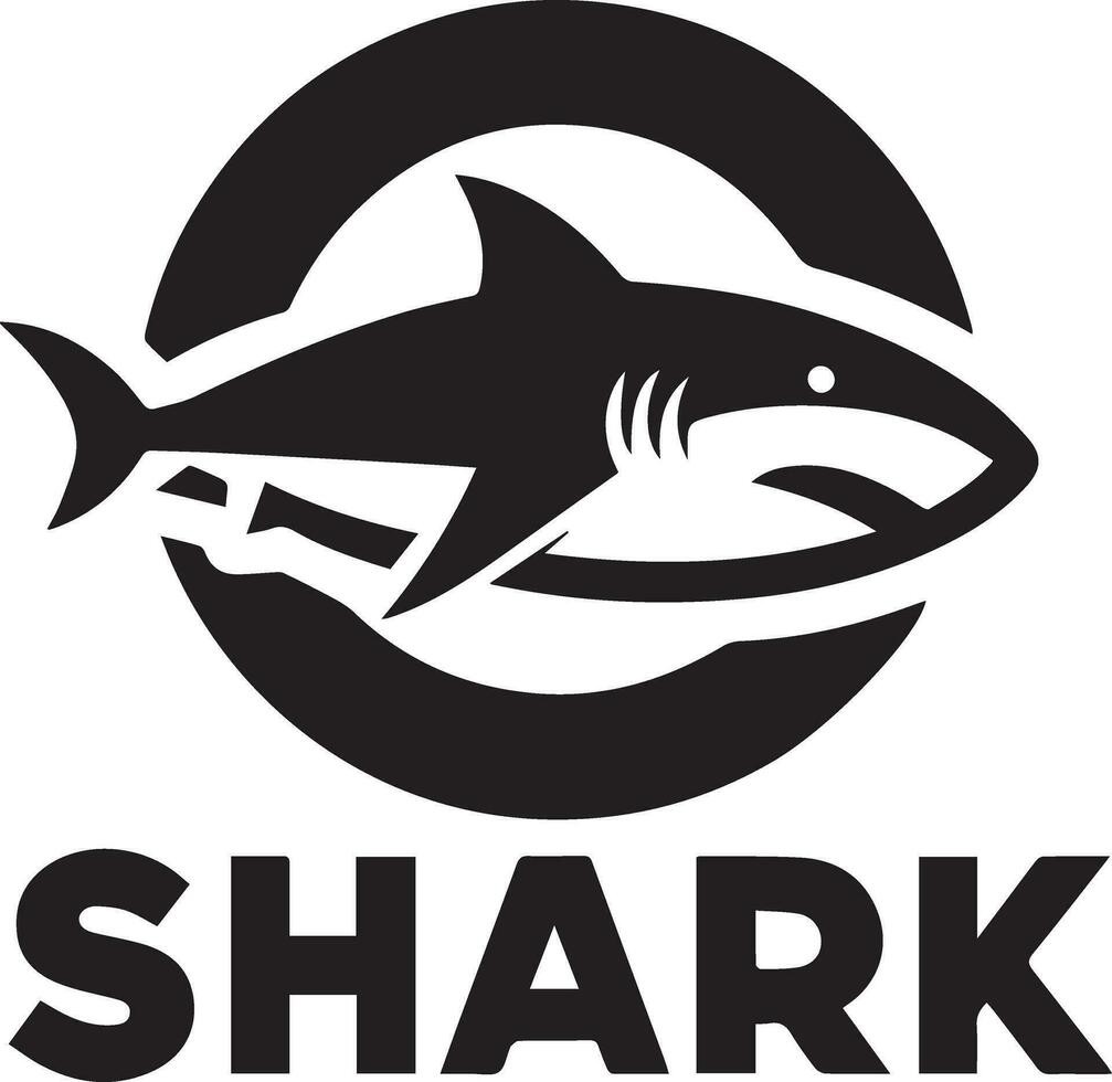 Shark logo vector art illustration black color white background 17