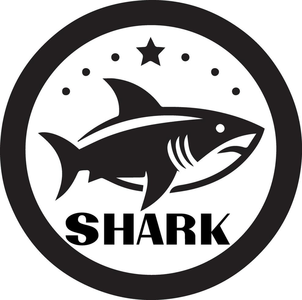 Shark logo vector art illustration black color white background 2