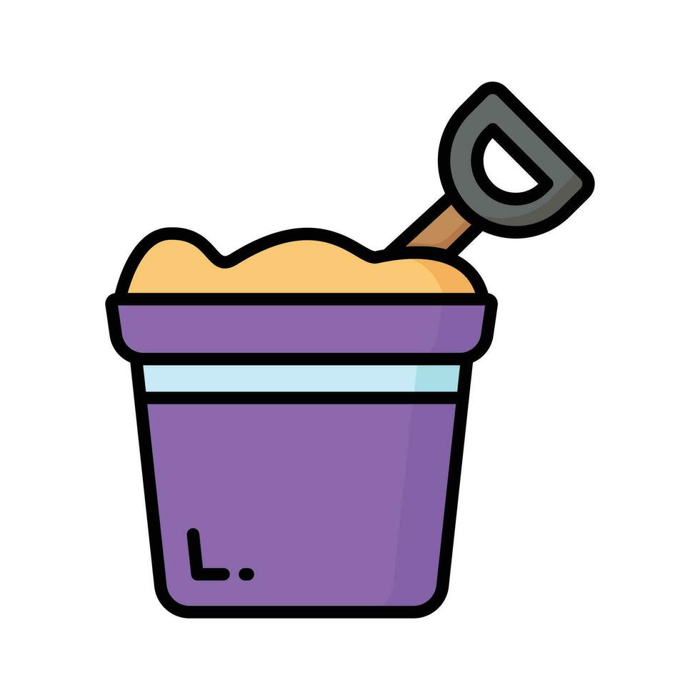 Sand bucket icon represents a small pail used for carrying and playing with sand at the beach or in a sandbox vector