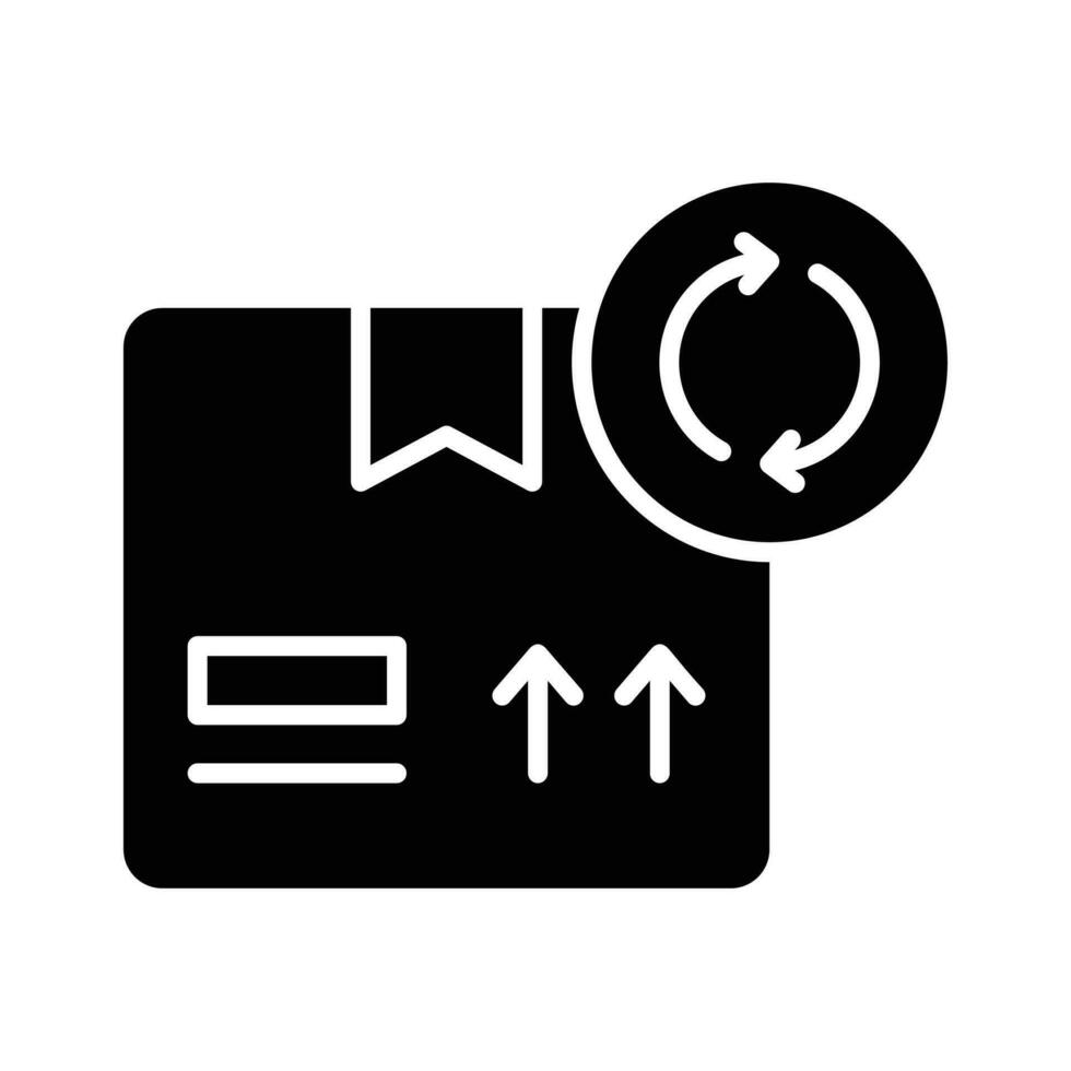 an icon with dispatched package and opposite direction arrows showing concept icon of reorder vector