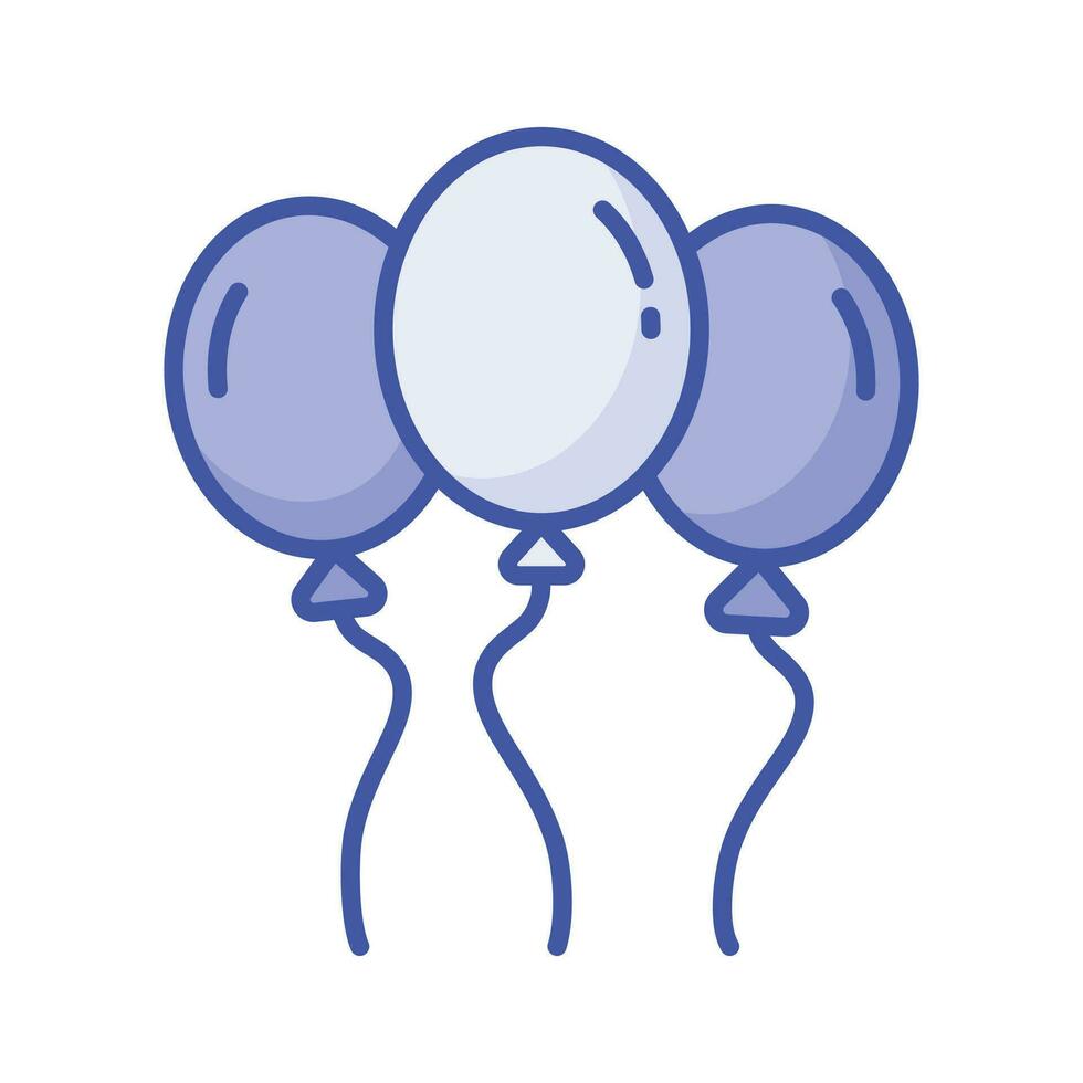 Helium balloons vector design, bunch of balloons for birthday and party, flying balloons with rope, party decorations