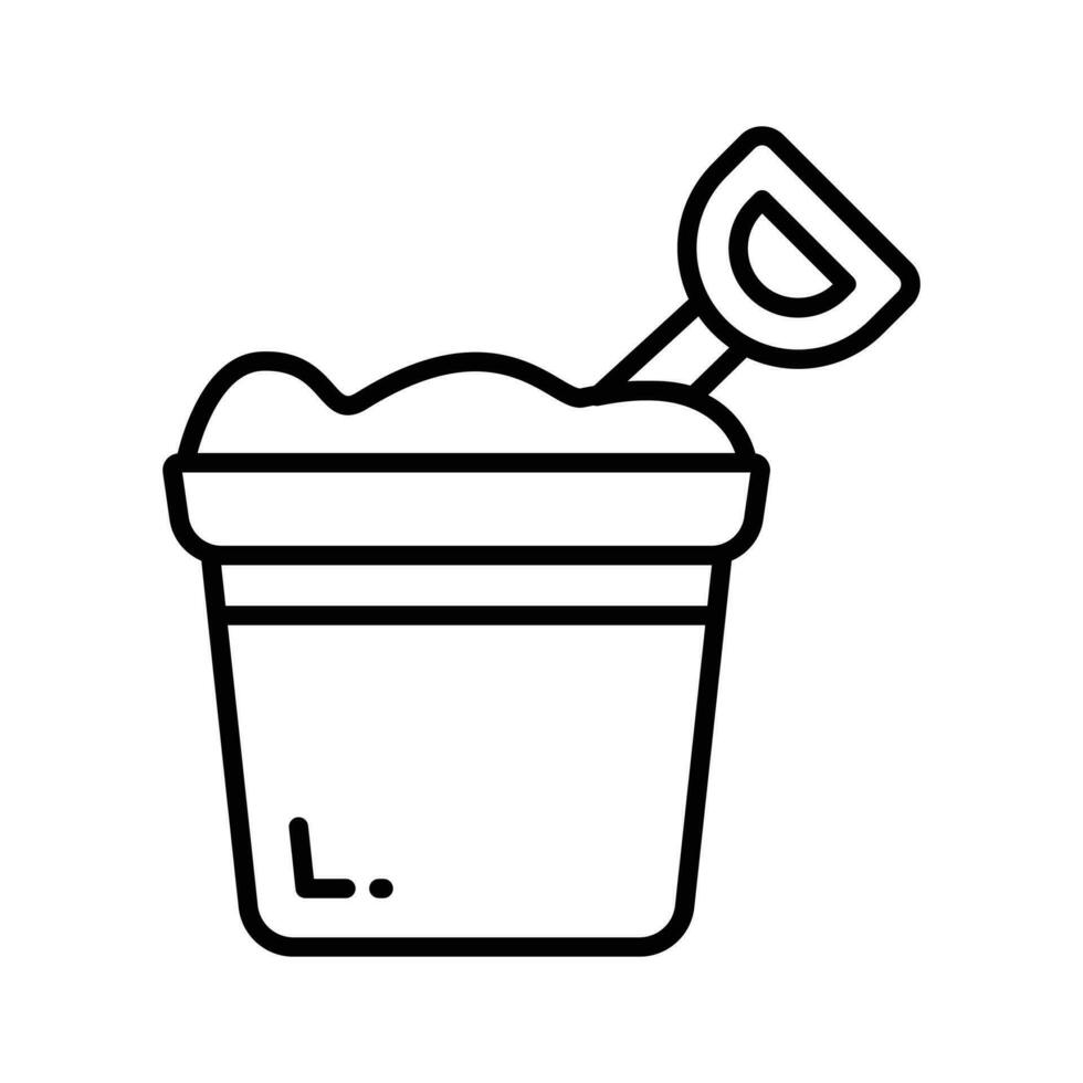 Sand bucket icon represents a small pail used for carrying and playing with sand at the beach or in a sandbox vector