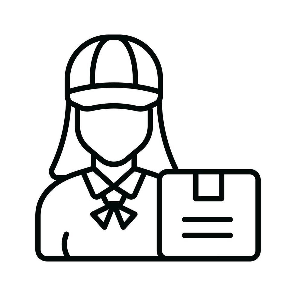 Delivery courier woman with parcel box, delivery girl vector, courier woman icon vector