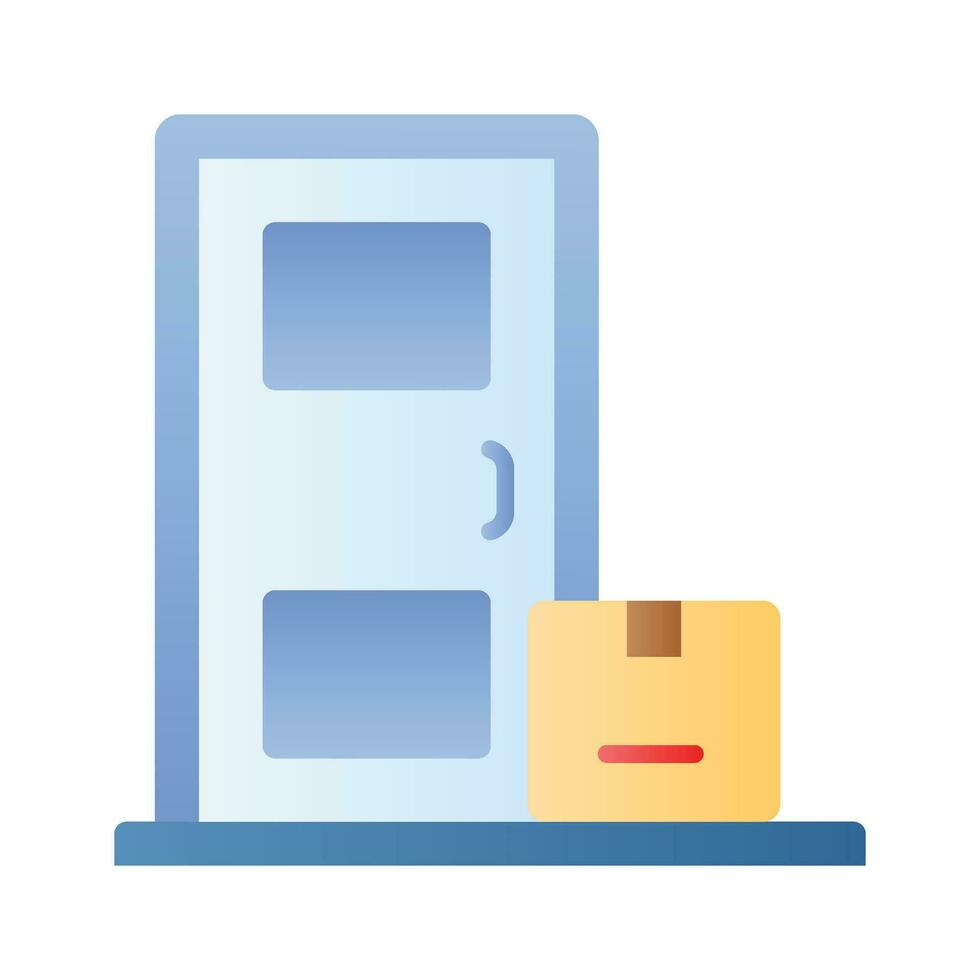 Parcel with home door concept icon of home delivery, door delivery vector isolated on white background