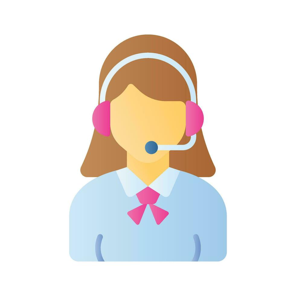 Female avatar wearing headphones with mic showcasing call center icon vector