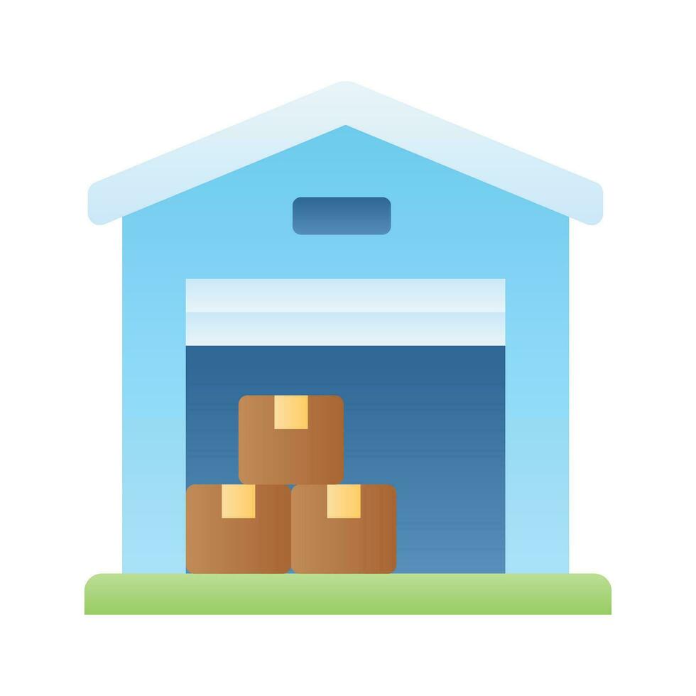 A modern home with some packages inside, conceptualizing warehouse icon vector