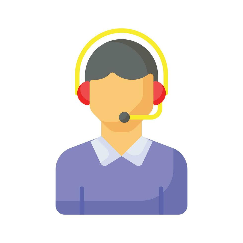 Male avatar wearing headphones with mic showcasing call center icon vector