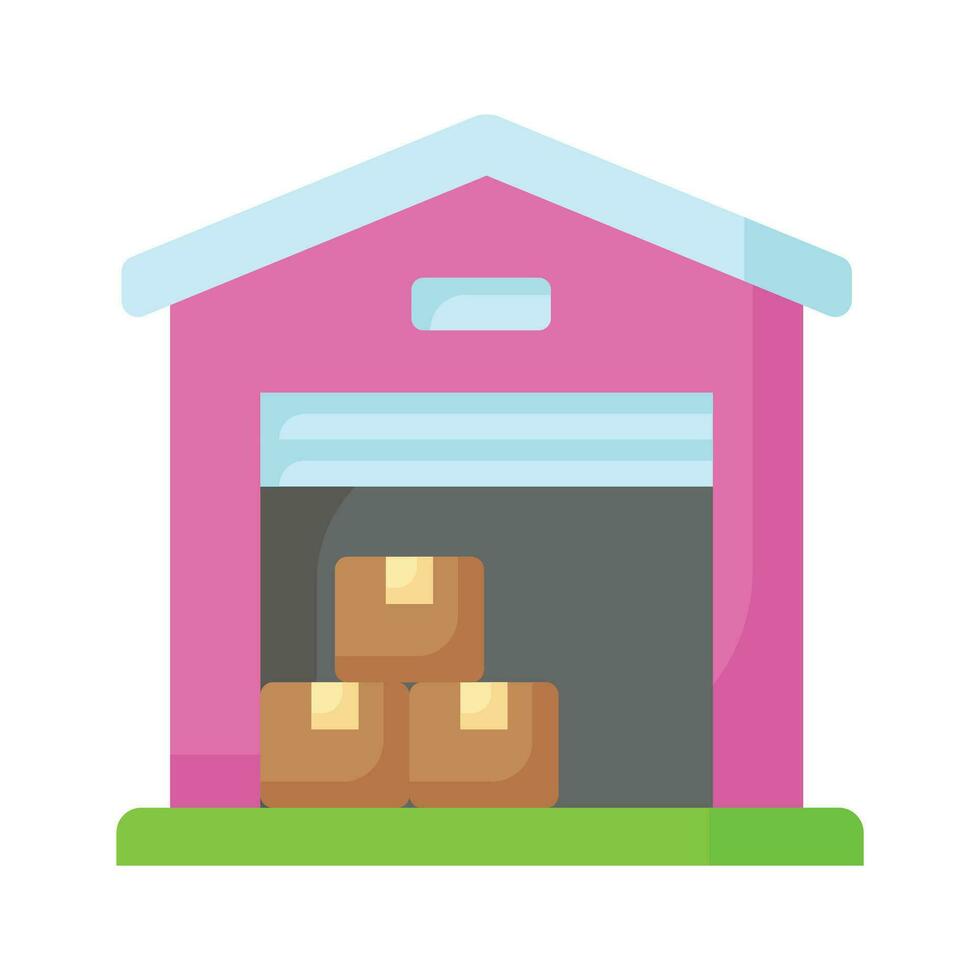 un moderno hogar con algunos paquetes adentro, conceptualizando almacén icono vector