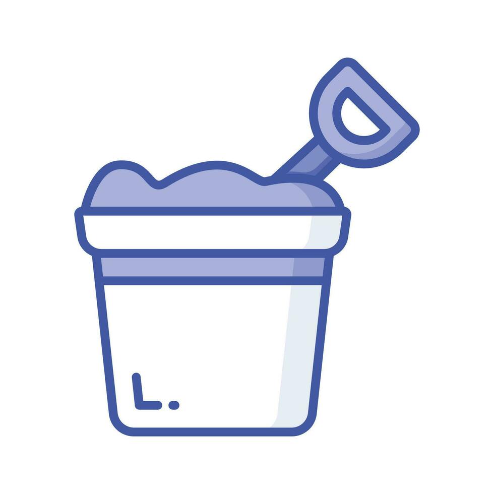 Sand bucket icon represents a small pail used for carrying and playing with sand at the beach or in a sandbox vector