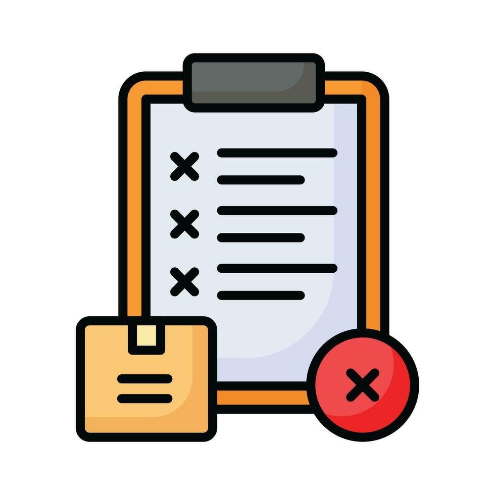 Parcel with cross sign and clipboard showing concept icon of rejected order vector