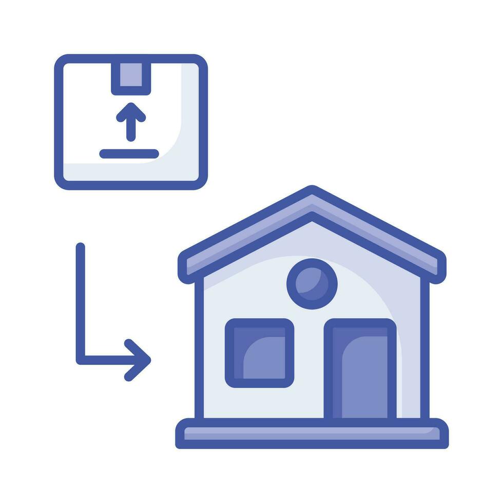 paquete o empaquetar con hogar edificio concepto icono de hogar entrega, aislado en blanco antecedentes vector