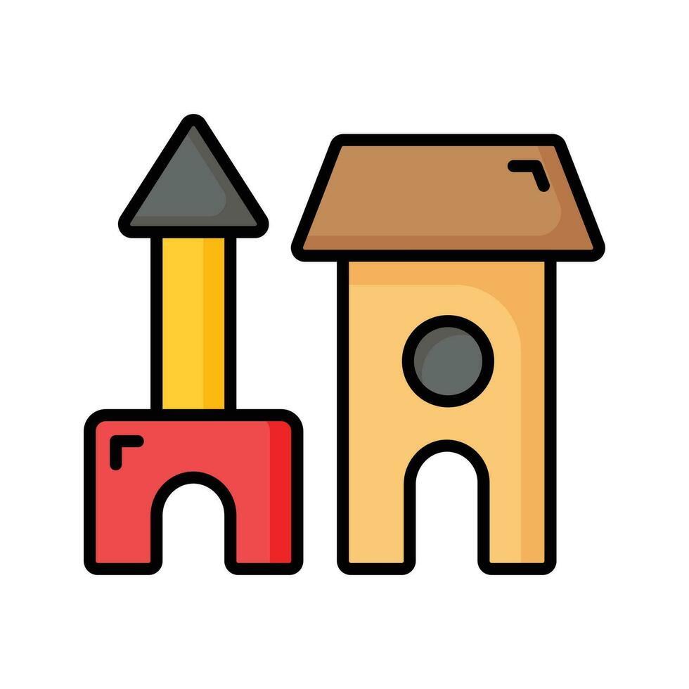 Take a look at this amazing icon of blocks castle in modern design style vector