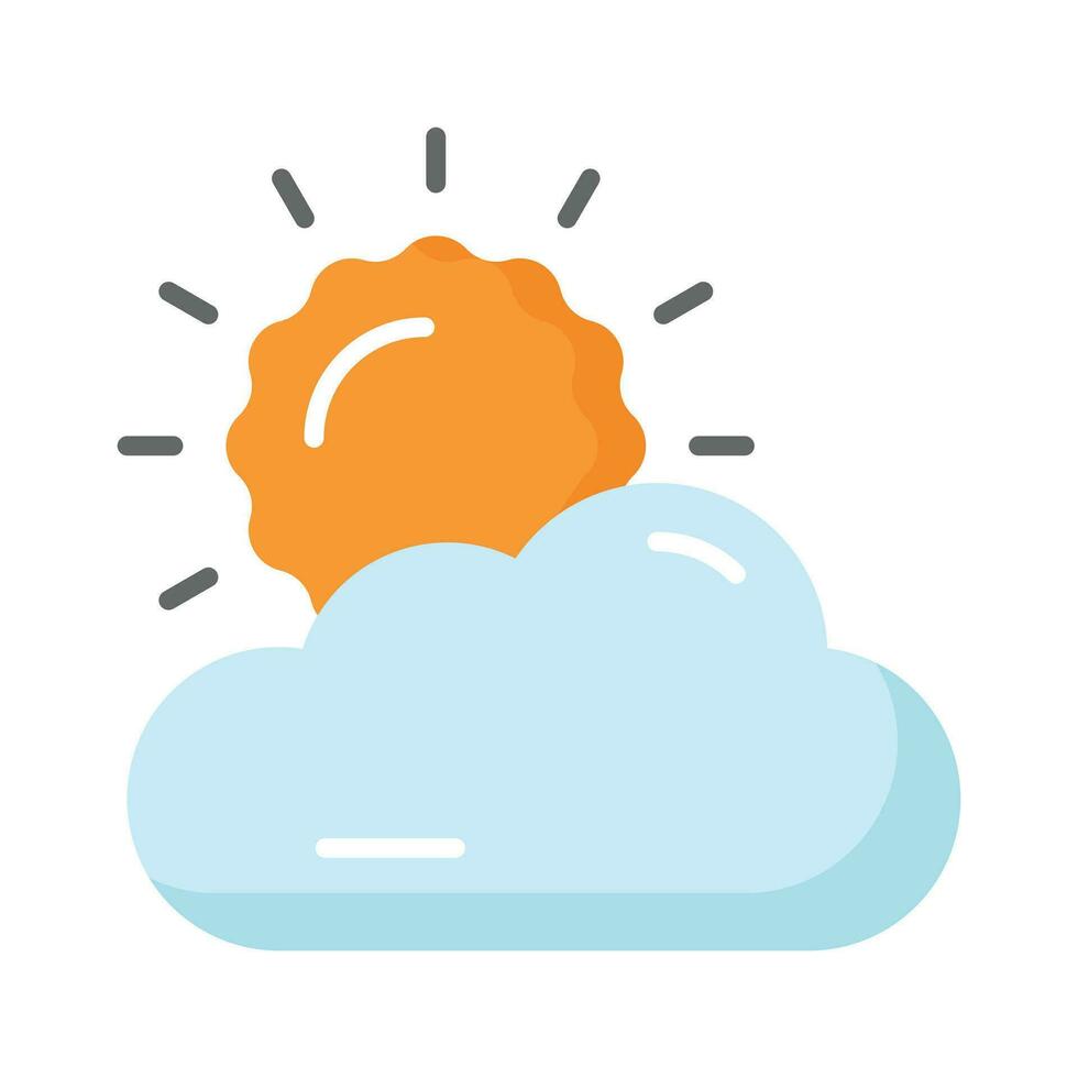 Partly cloudy weather, sun with cloud, modern icon of weather vector