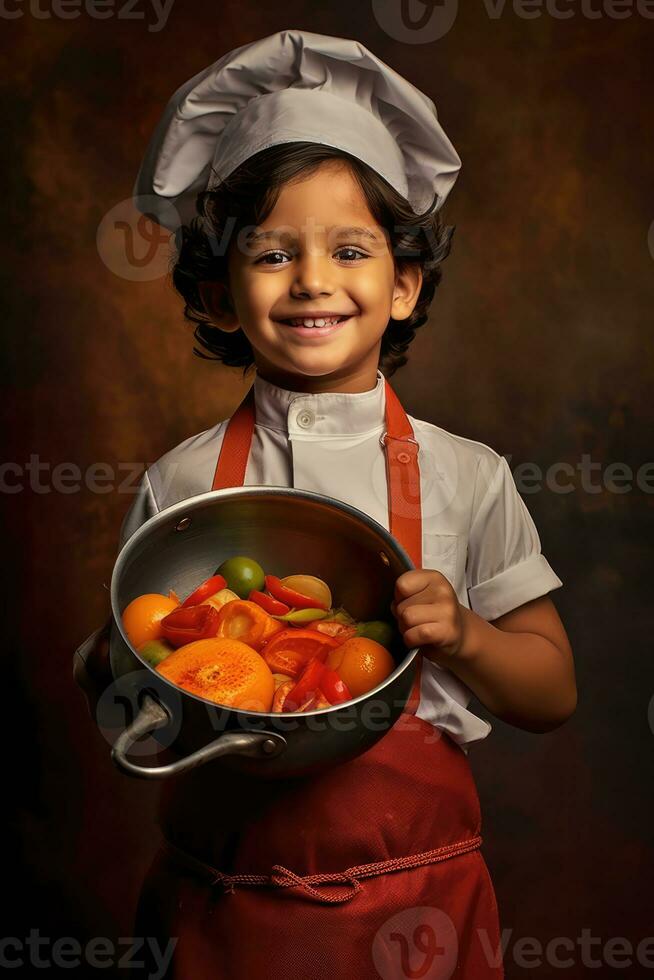 ai generado el pequeño Galleta quien quiere a cocinar foto