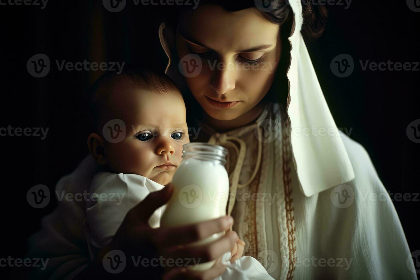 AI generated A Mother Feeding Her Baby with a Bottle photo