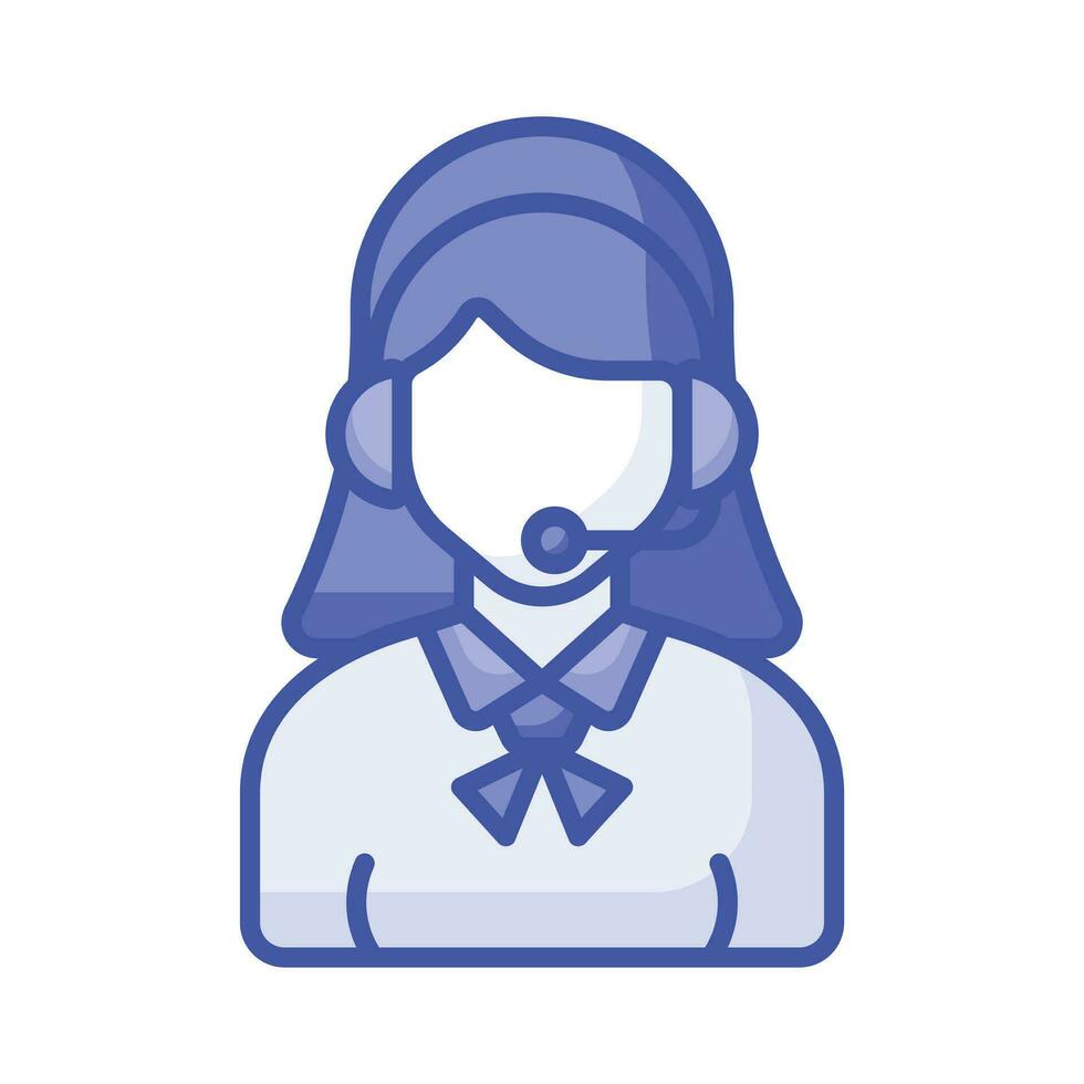 Female avatar wearing headphones with mic showcasing call center icon vector