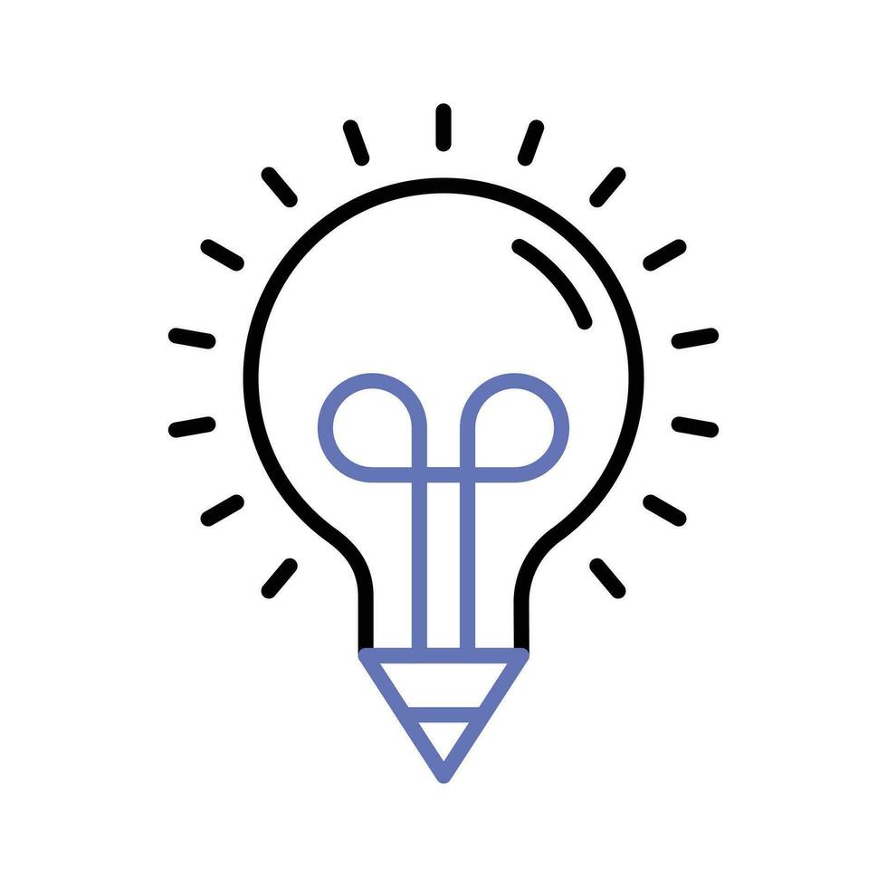 Light bulb with pencil denoting concept icon of creative writing, customizable design vector