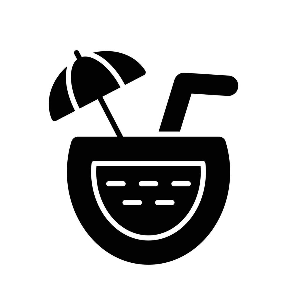 an amazing icon of coconut drink, premium vector of summer drink easy to use