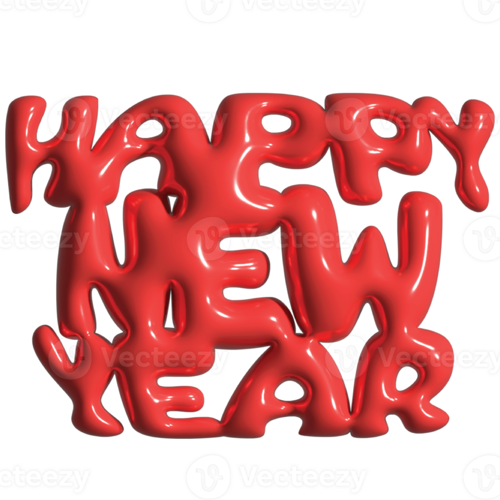 Happy new year 2024 with red 3d-illustration png