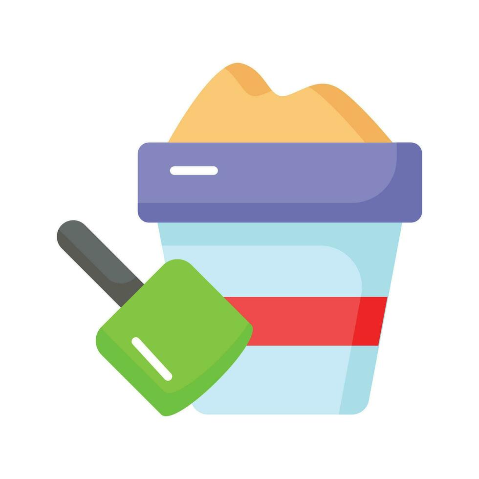 Sand bucket icon represents a small pail used for carrying and playing with sand at the beach or in a sandbox vector