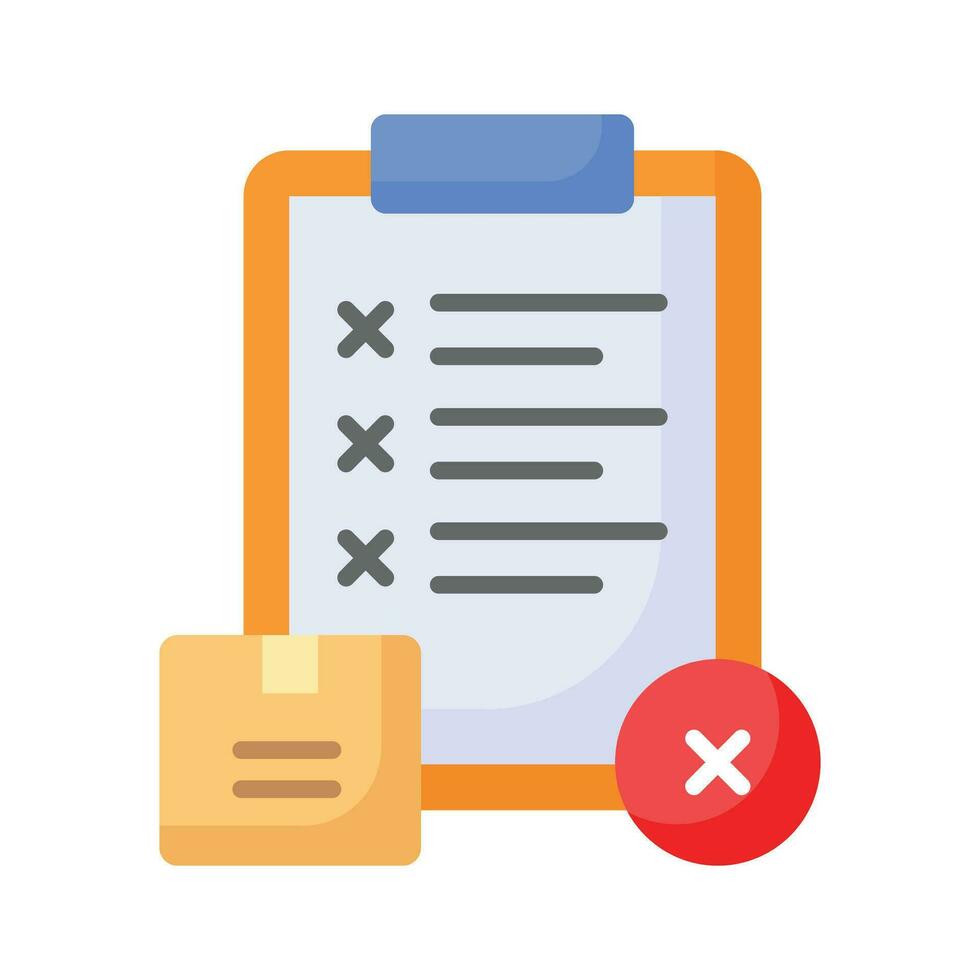 Parcel with cross sign and clipboard showing concept icon of rejected order vector