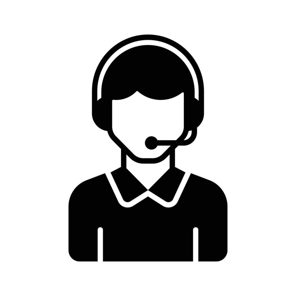 Male avatar wearing headphones with mic showcasing call center icon vector