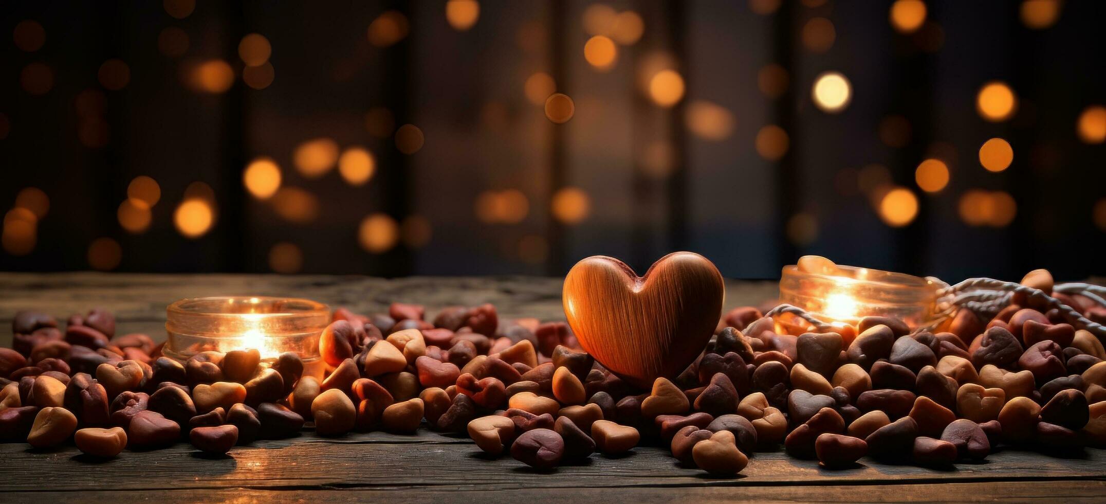 AI generated Small heart shape with two candles photo