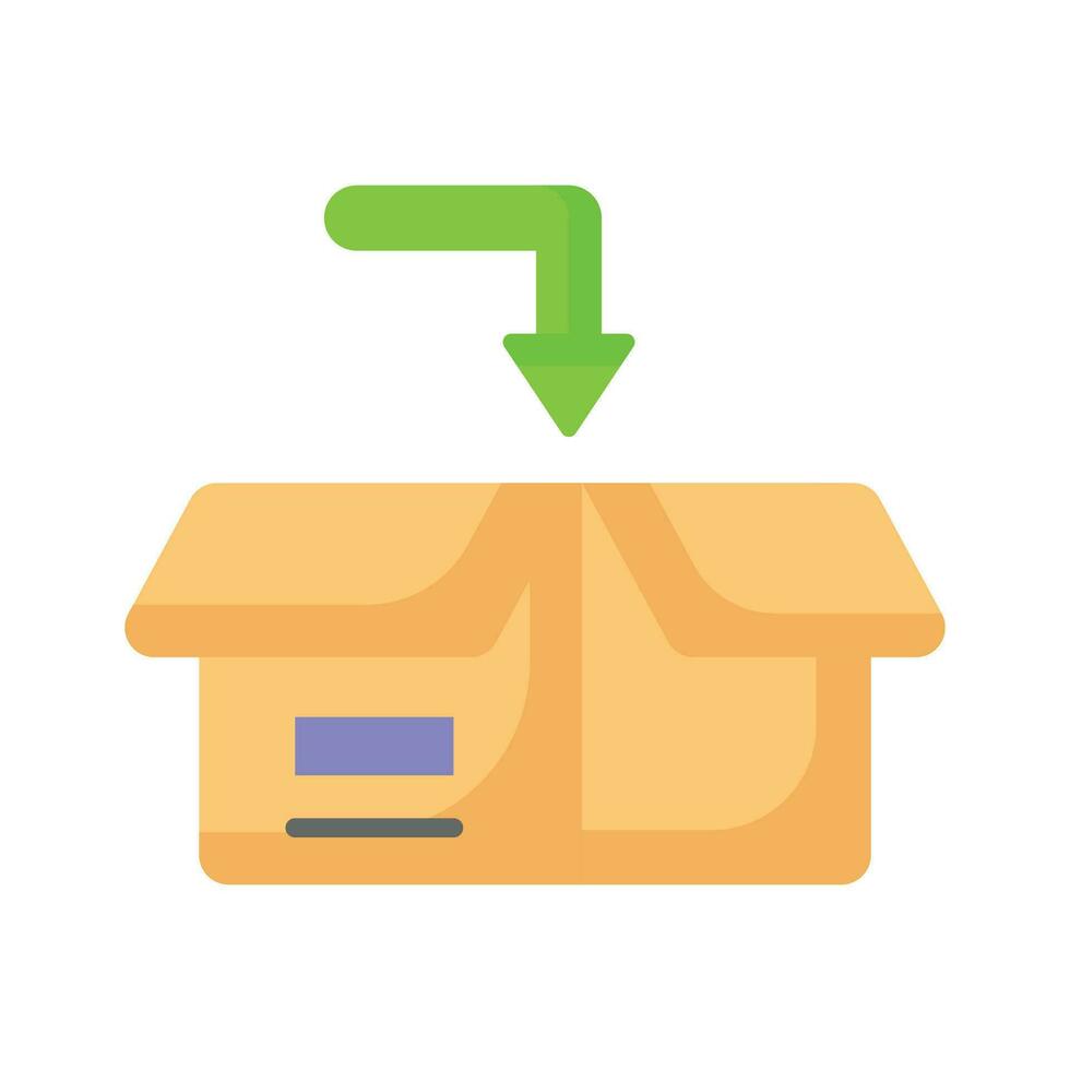 Well Designed icon of packaging, down arrow with parcel vector