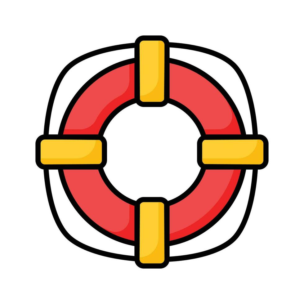 Lifebuoy icon in cute style isolated on white background, beautiful vector of lifeguard