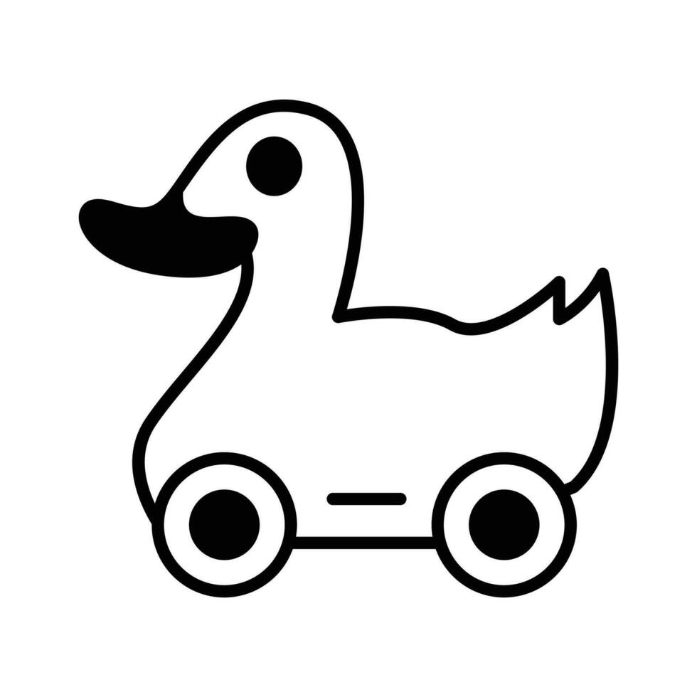 Check this carefully designed icon of duck toy, children playthings vector