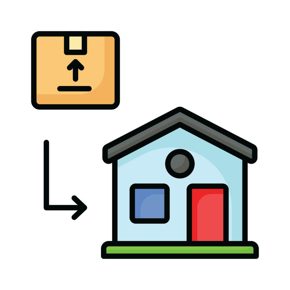 Parcel with home building concept icon of home delivery, isolated on white background vector