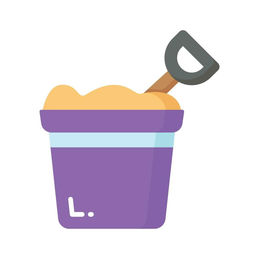 Sand bucket icon represents a small pail used for carrying and playing with sand at the beach or in a sandbox vector