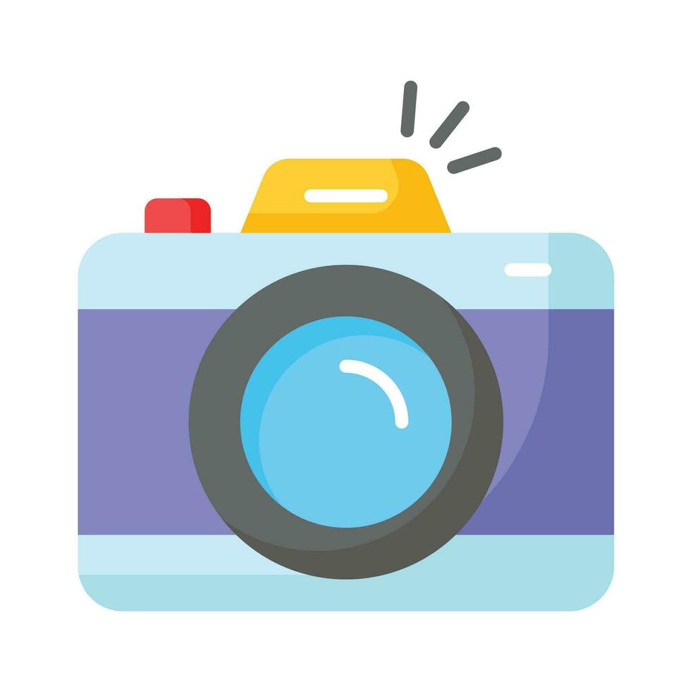 Digital camera icon in flat style, photography equipment, photo camera vector