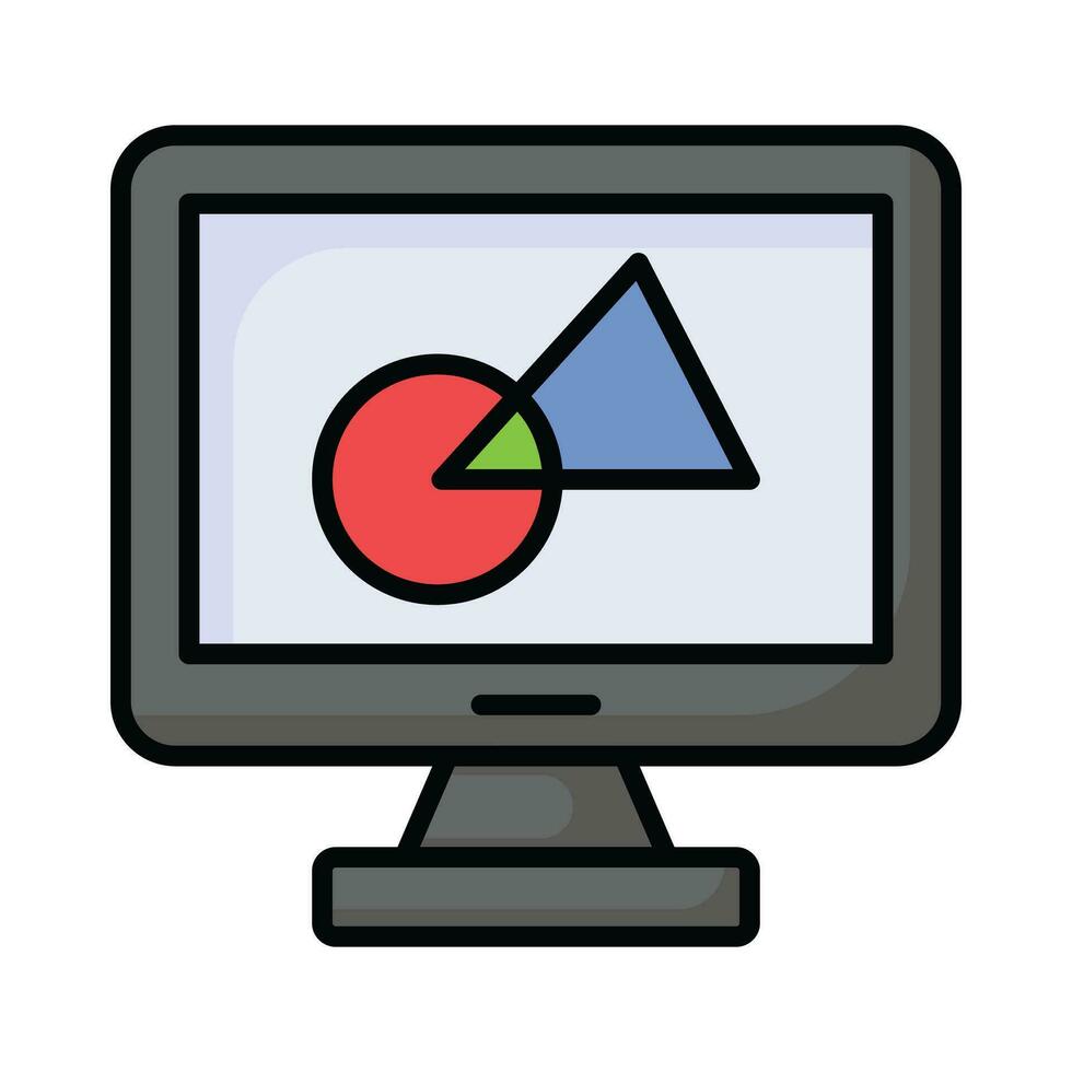 Design inside monitor showing concept icon of digital art in flat style vector