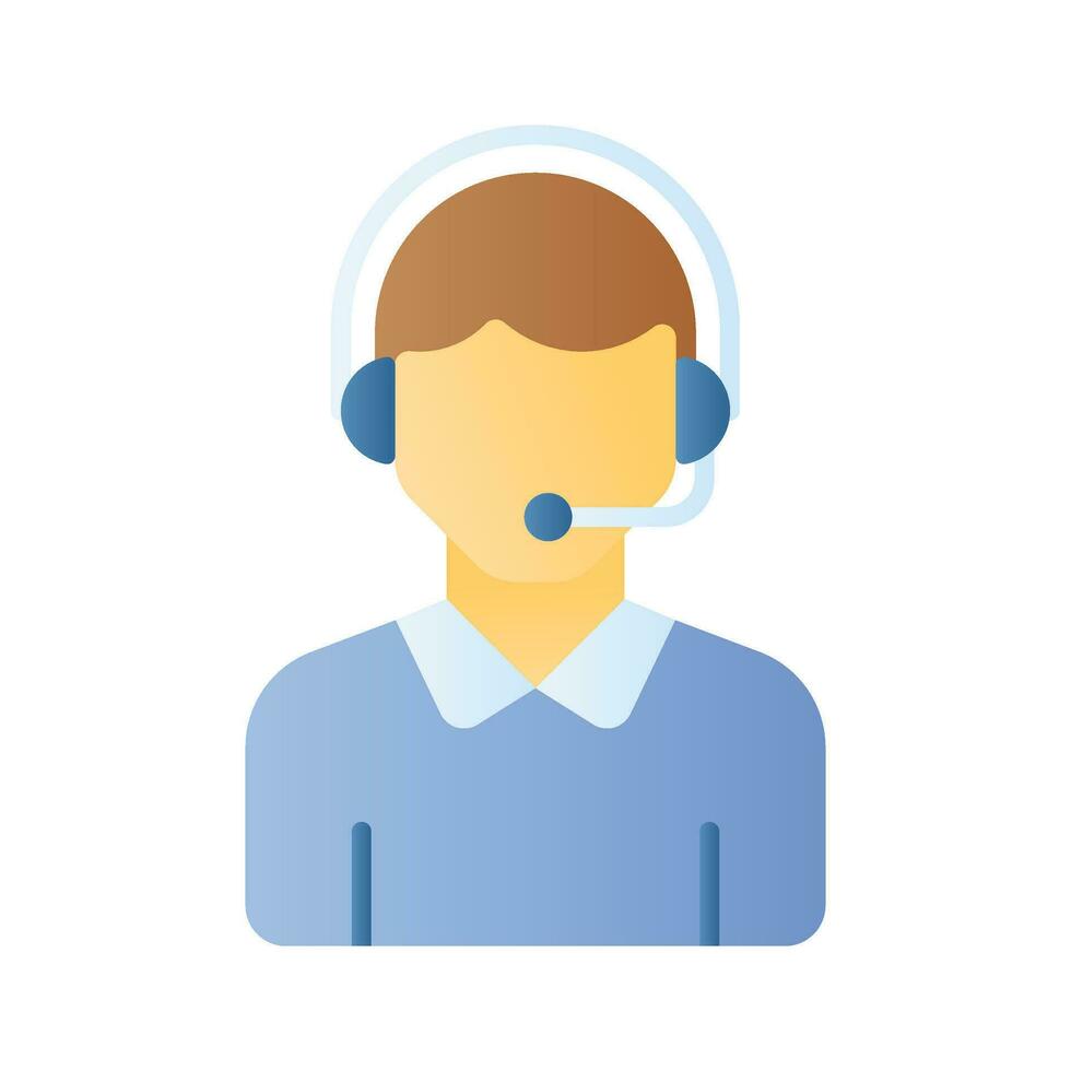 masculino avatar vistiendo auriculares con mic exhibiendo llamada centrar icono vector