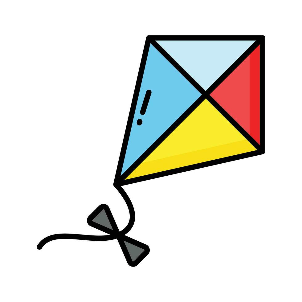 Concept icon of flying kite, outdoor recreation activity vector