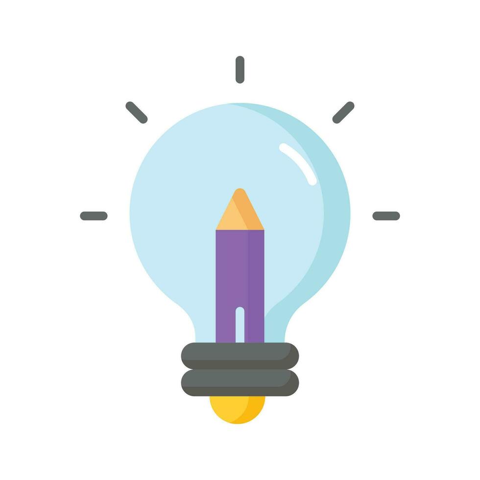 Light bulb with pencil denoting concept icon of creative writing, customizable design vector