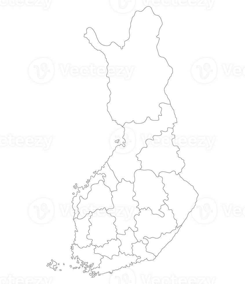Map of Finland. Finland provinces map in white color png