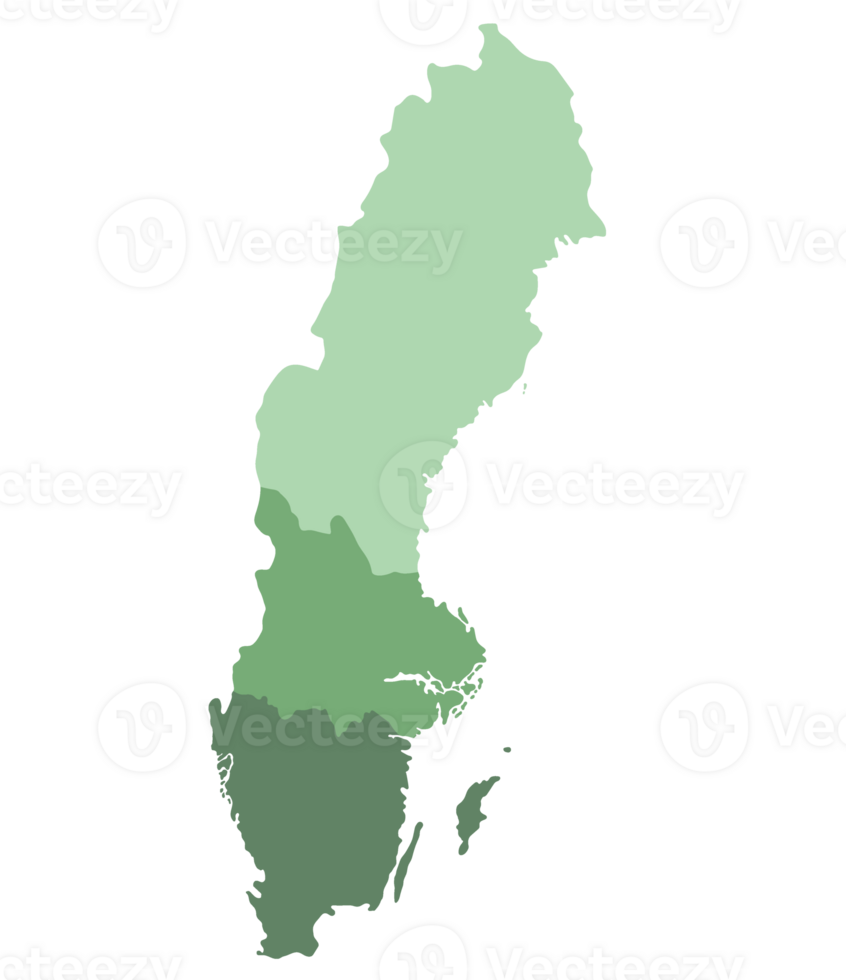 Suécia mapa. mapa do Suécia dividido para dentro três a Principal regiões png