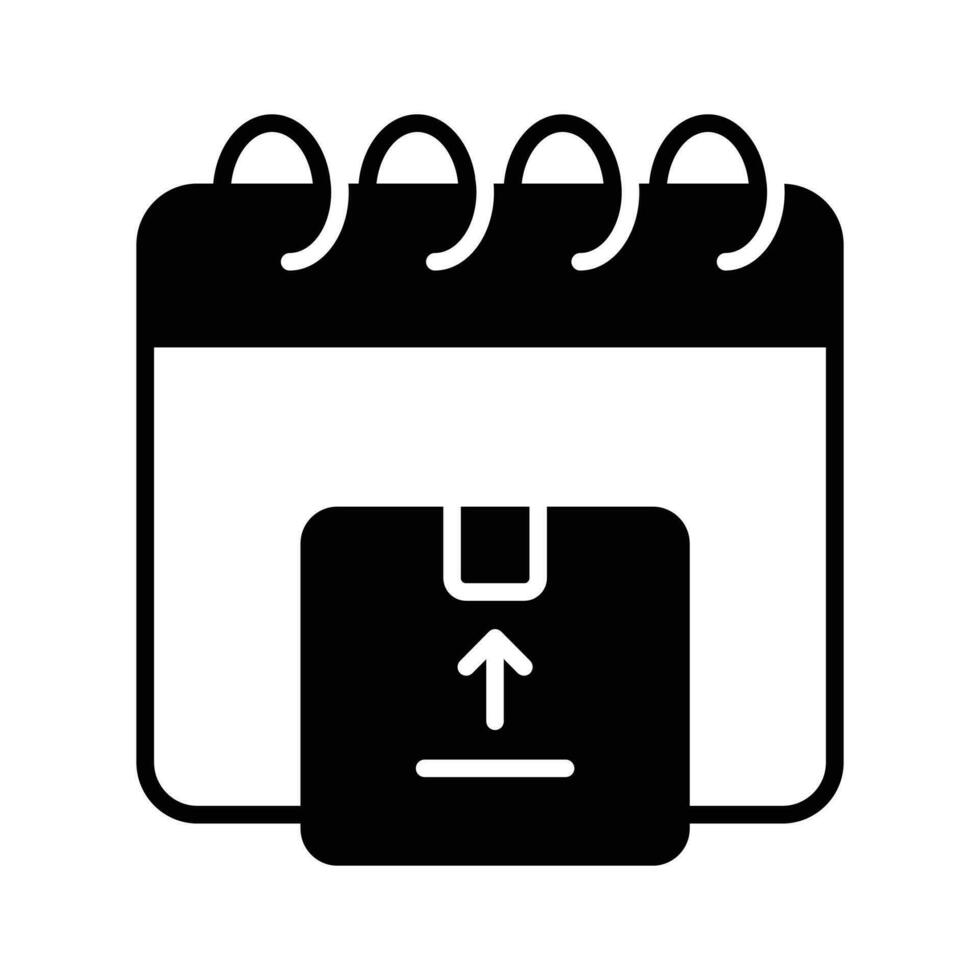 Calendar with package denoting concept icon of parcel date, parcel schedule vector design
